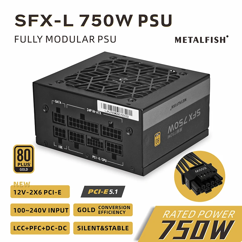 Psu Computer - SFX 750W 80PLUS Gold Netzteil, schwarz,