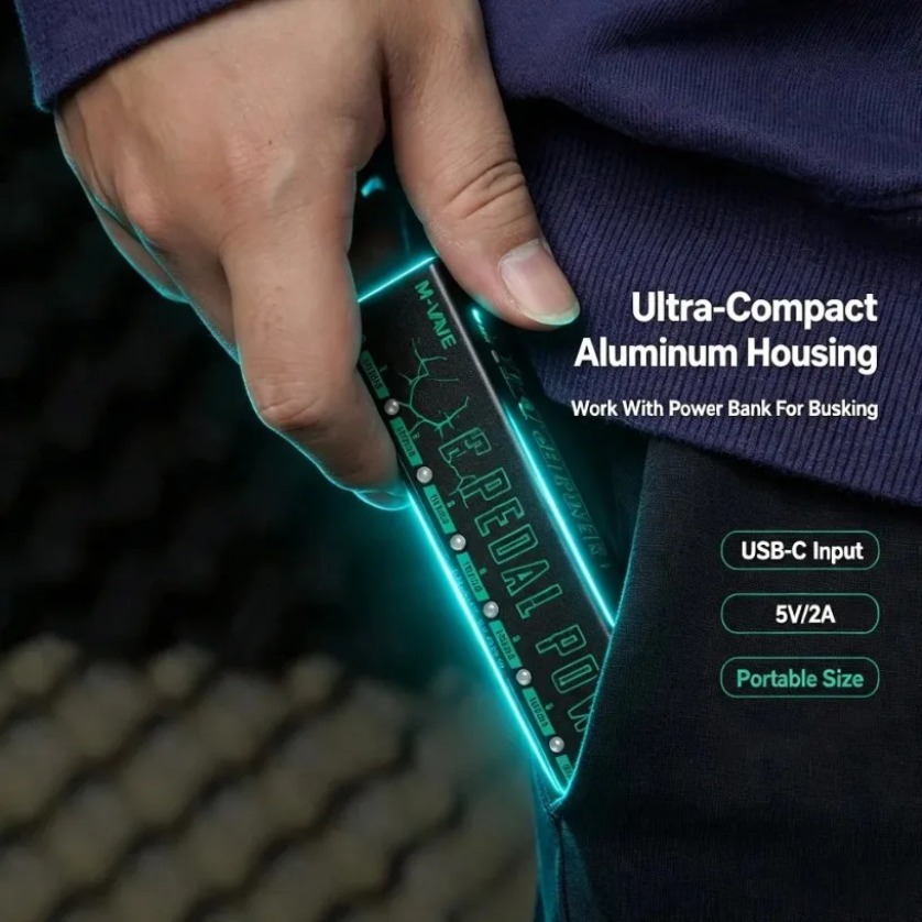 Power Supply - Kompaktes 8-Kanal-Isoliertes Pedal-Stromversorgungsgerät DC 9V USB-C-betrieben