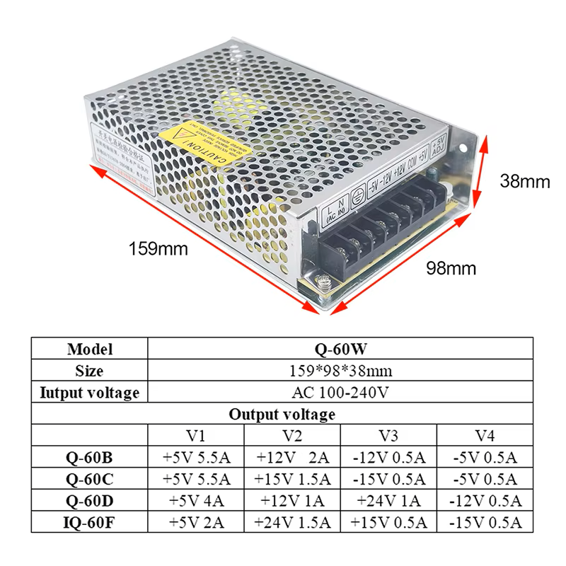 Q-60A/B/C 5V 12V 24V 15V Quad- – Smps Power Supply Bewertung und Preis